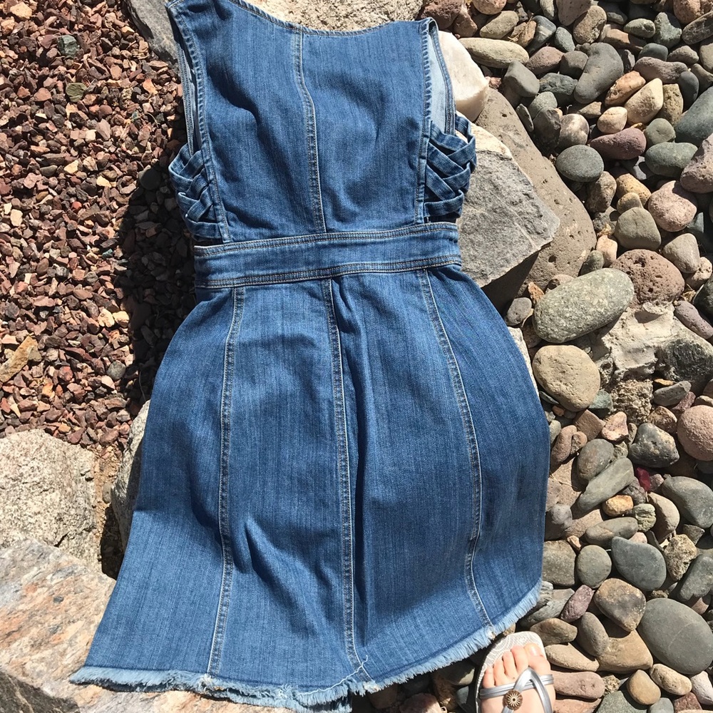 ☀️ PACSUN Jean Button Up Tank Dress w/ Criss Cross